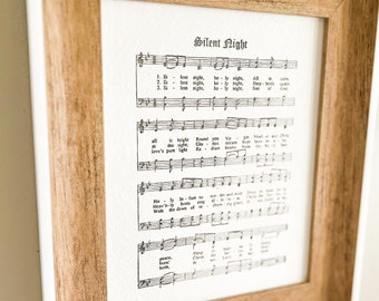 Stille Nacht Musiknoten Letterpress Kunstdruck, recyceltes handgeschöpftes Papier