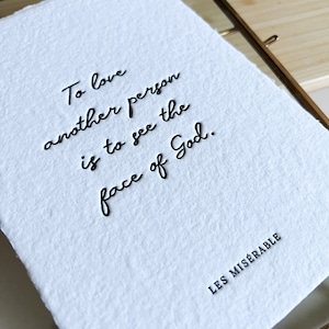 Les Miserables Print, Letterpress Print, Handmade Paper Print, Quote 5x7 Print