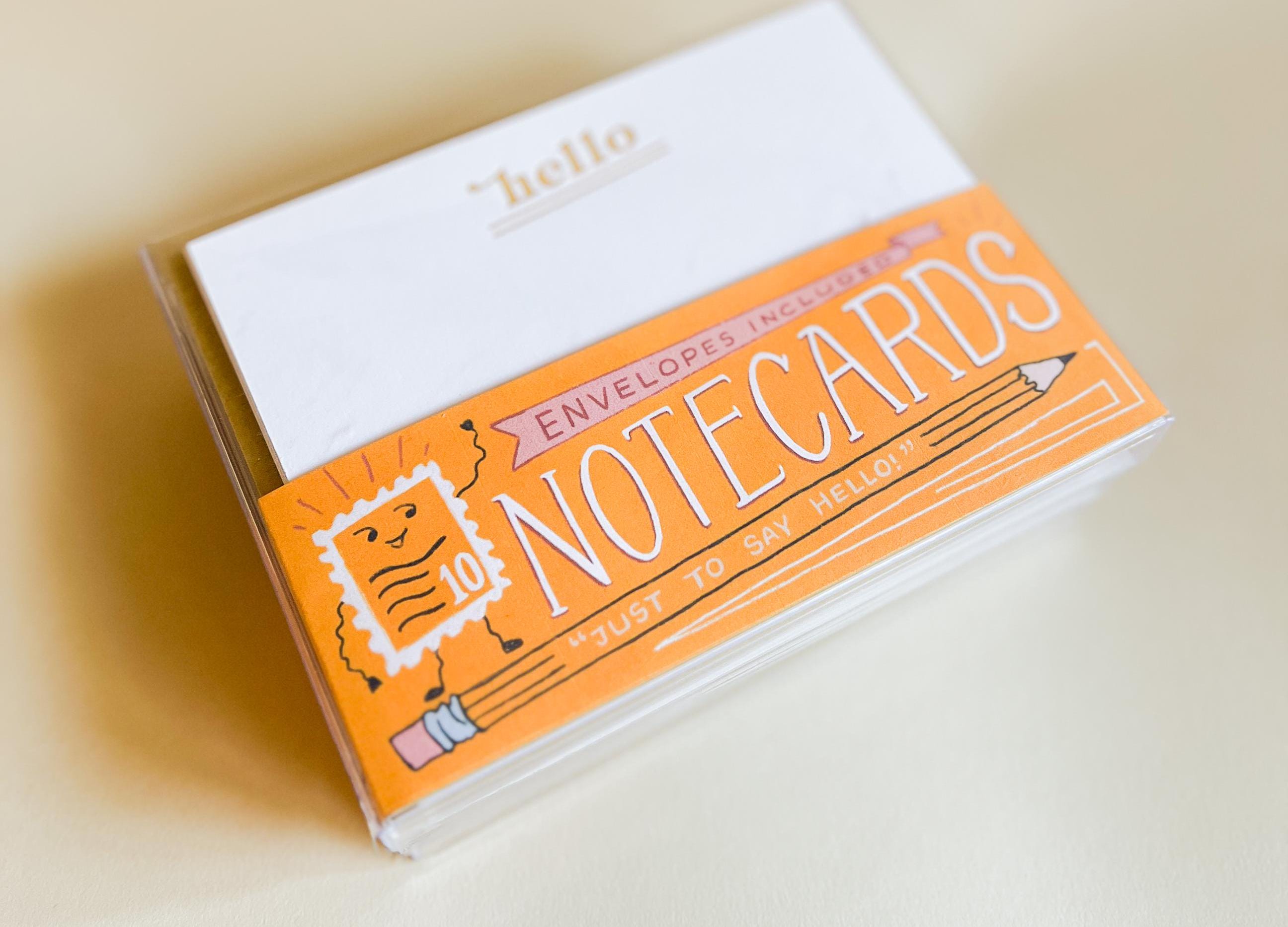Hello Note Card Hello Notecards, A2 Notecards, Notecard Set - Etsy
