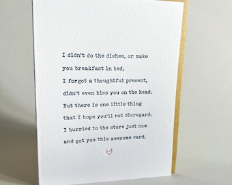 Got You This Awesome Card, Greeting Card, Forgot A Gift Card, Letterpress Card