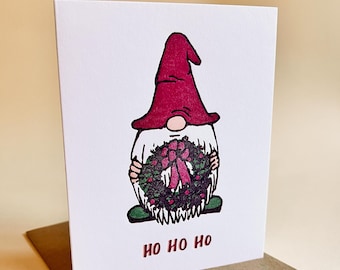 Wichtel-Weihnachtskarte, süße Weihnachtskarte, Letterpress Grußkarte