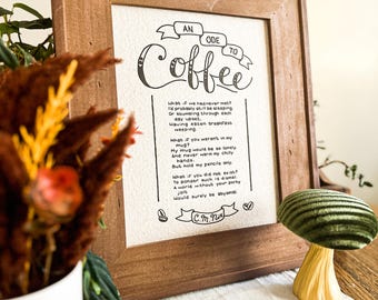 Ode an das Kaffeegedicht - 8x10 Letterpress Kunstdruck