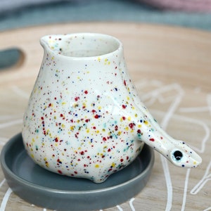 Milk/Sauce/Oil cup. Short Legged Confetti Brontosaurus With Line On It's Back image 3
