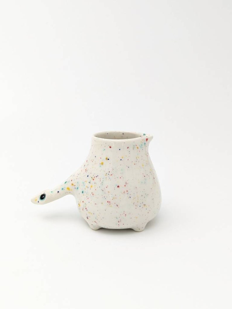 Milk/Sauce/Oil cup. Short Legged Confetti Brontosaurus With Line On It's Back image 5
