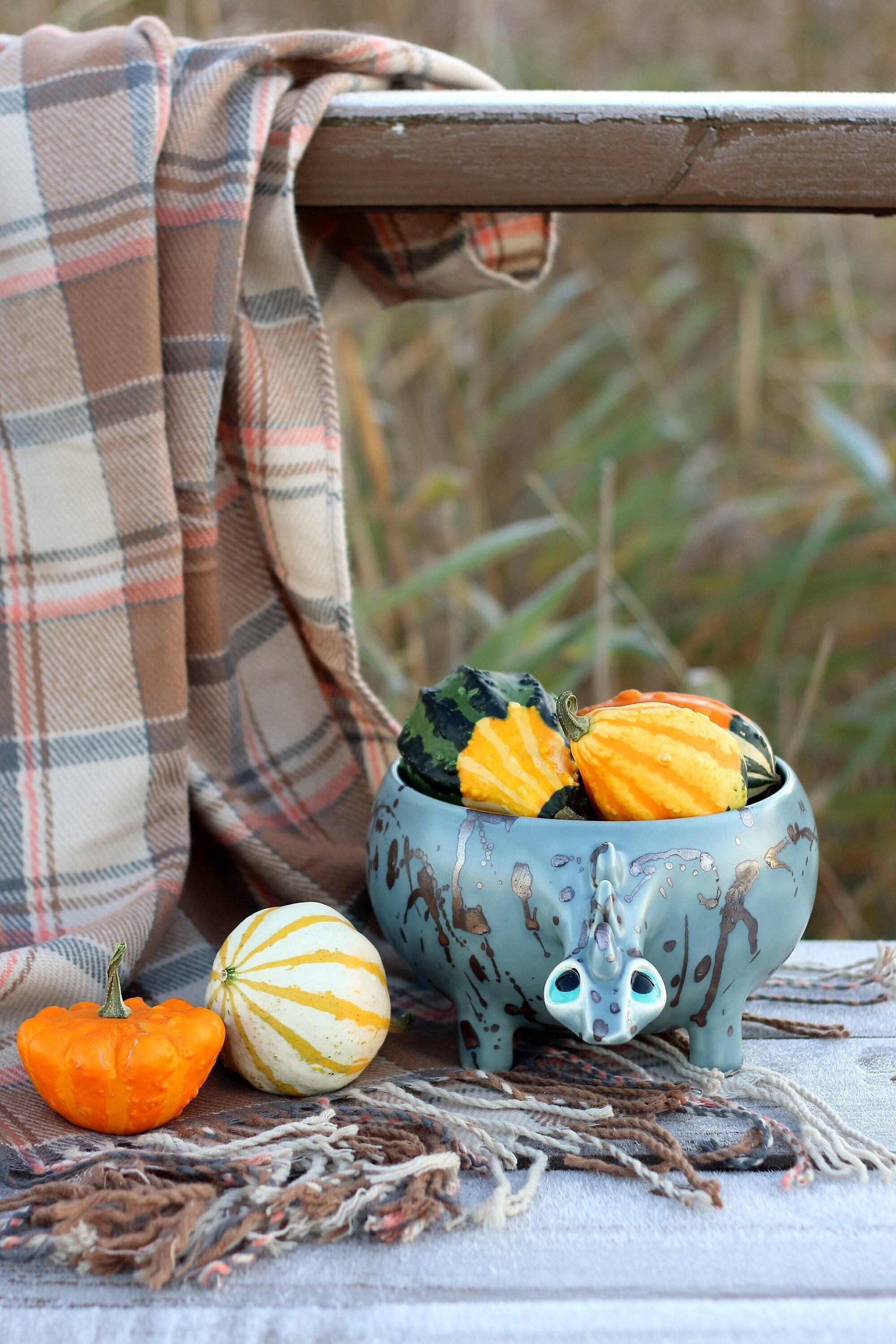 Gris avec Des Éclaboussures de Cuivre Dinosaure Grand Bol Fruits