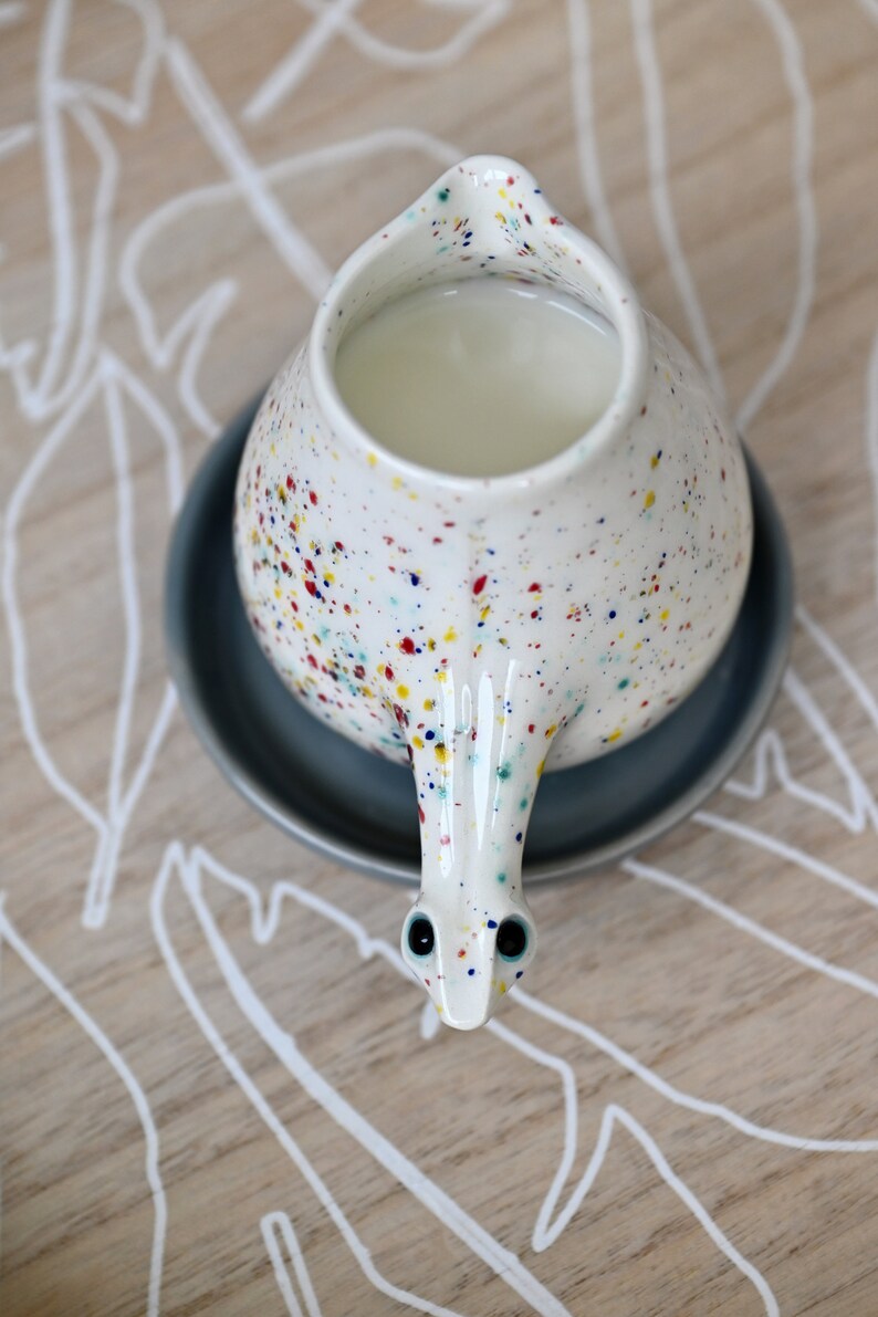 Milk/Sauce/Oil cup. Short Legged Confetti Brontosaurus With Line On It's Back image 2