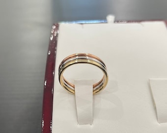 Set of 3 14 K. Solid Gold Round Wire 1.50 mm. Wide(width) Band or Stacking Ring Hand Made in U.S.
