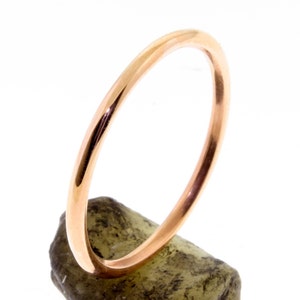 14 K. Solid Gold Round Wire 1.20 mm. Wide(width) Band or Stacking Ring Hand Made in U.S. Dainty Stacking Ring, Simple Minimalist Ring