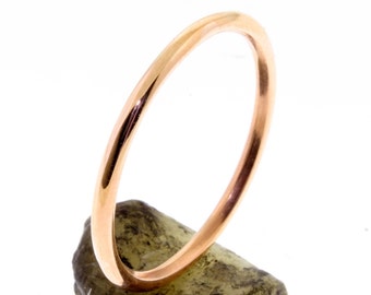 14 K. Solid Gold Round Wire 1.20 mm. Wide(width) Band or Stacking Ring Hand Made in U.S. Dainty Stacking Ring, Simple Minimalist Ring