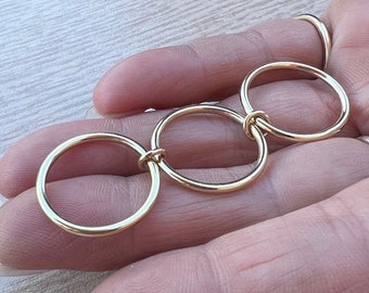 10K Solid Gold Multi Link Connected Ring Set(3) Handmade In US Interlocking Ring, Connector Link Ring