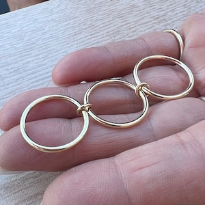 10K Solid Gold Multi Link Connected Ring Set(3) Handmade In US Interlocking Ring, Connector Link Ring