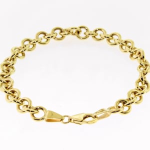 14 K. Solid Gold(Not Hollow) Toggle Bracelet Interlocking Link Stacking Bracelet, Lobster Lock