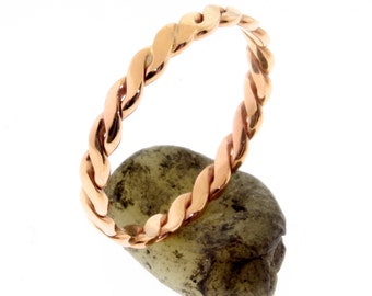 14 K. Solid Gold Thick Double Twisted 2.40 mm. Wide(width) Band or Stacking Ring Hand Made in U.S.