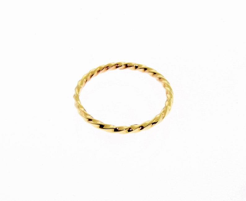 14 K. Solid Gold Twisted 1.50 mm. Widewidth Band or Stacking Ring Hand Made in U.S. image 5