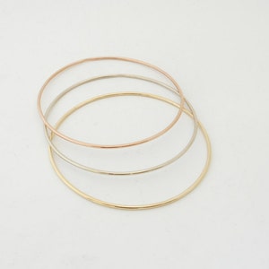 14 K. Solid GoldNot Hollow 1.50 mm. Round Wire 4 to 5.5 grams Stacking Bangle Bracelet image 6