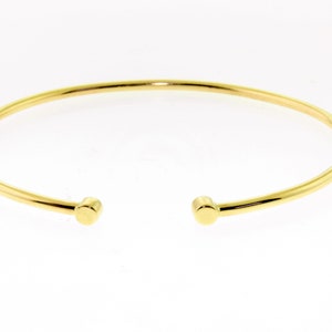 14K Solid Gold(Not Hollow) Cuff 2.00 mm. Round Wire Stacking Bangle Bracelet, Yellow, White, or Rose Gold, Handmade
