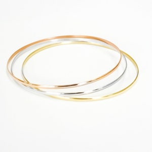 2.00mm Solid Gold(Not Hollow) 10 K or 14 K Half Round Wire Stacking Bangle Bracelet, White, Yellow or Rose Gold, Handmade