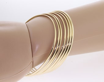 Seven Day (Semanario) Bangle Bracelet 10 Or 14 Solid Gold(Not Hollow)  Half Round Stacking Bangle Bracelet