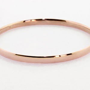 4.00mm Solid Gold(Not Hollow) 10 K or 14 K Half Round Dome Stacking Bangle Bracelet, White, Yellow, Rose Gold, Handmade