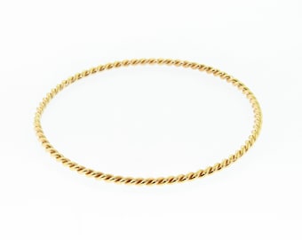 14 K. Solid Gold(Not Hollow) 2.40 MM. Round Thick Double Twisted Stacking Bangle Bracelet