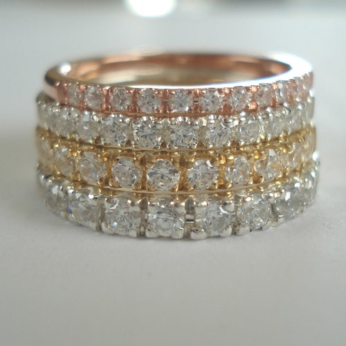 Diamond Wedding Band or Stacking Ringscomfort Fit Pave - Etsy