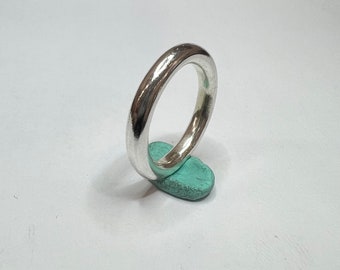 0.925 Silver Solid Round Wire 3.00 mm. Wide(width) Band or Stacking Ring Hand Made in U.S.