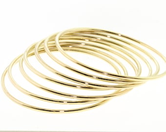 Seven Day Bangle Bracelet 10 K. Or 14 K. Solid Gold(Not Hollow) 2.00 mm. Round Wire (42 to 66 grams) Stacking Bangle Bracelet, Semanario