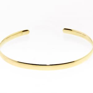 14K Solid Gold(Not Hollow) Cuff 4.00 mm. Half Round Dome Stacking Bangle Bracelet, Yellow, White, or Rose Gold, Handmade