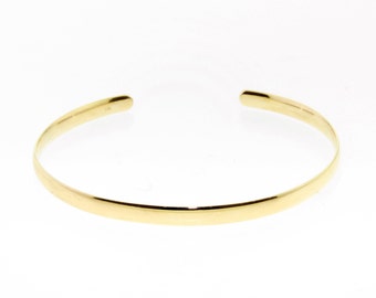 14K Solid Gold(Not Hollow) Cuff 4.00 mm. Half Round Dome Stacking Bangle Bracelet, Yellow, White, or Rose Gold, Handmade
