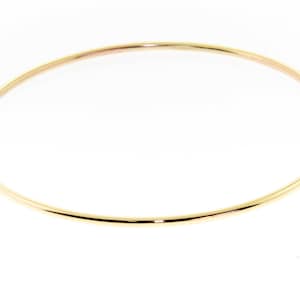 14K Solid Gold(Not Hollow) 2.00 mm. Round Wire (7 to 9.5 grams) Stacking Bangle Bracelet, Yellow, White, or Rose Gold, Handmade