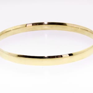 6.00mm Solid Gold(Not Hollow) 10 K or 14 K Half Round Dome Stacking Bangle Bracelet, White, Yellow, Rose Gold, Handmade