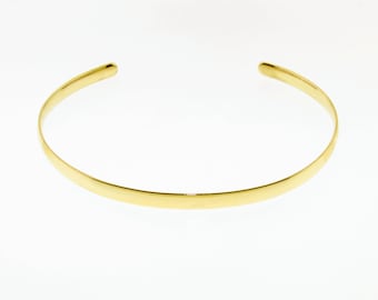 14K Solid Gold(Not Hollow) Cuff 3.00 mm. Half Round Dome Stacking Bangle Bracelet, Yellow, White, or Rose Gold, Handmade