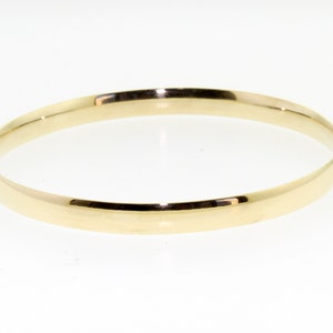 5.00mm Solid Gold(Not Hollow) 10 K or 14 K Half Round Dome Stacking Bangle Bracelet, White, Yellow, Rose Gold, Handmade