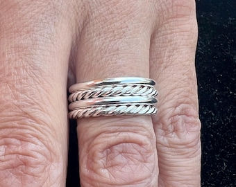 Handmade Sterling Silver Stacking Ring Set - Wide Band, 2mm - Set of 4