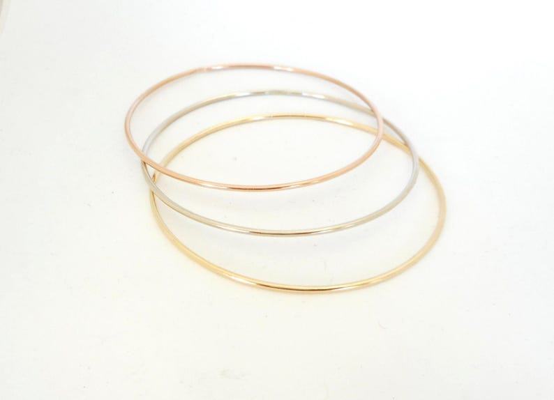Handmade 10K/14K Solid Gold(1.00mm) Stacking Bangle Bracelet - Etsy