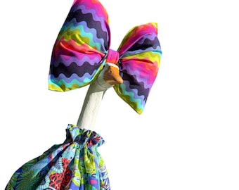 Porch Goose Dress Outfit – Tula Pink Summer Dress for Porch Goose, Floppy Hat (19-23-28" Goose)