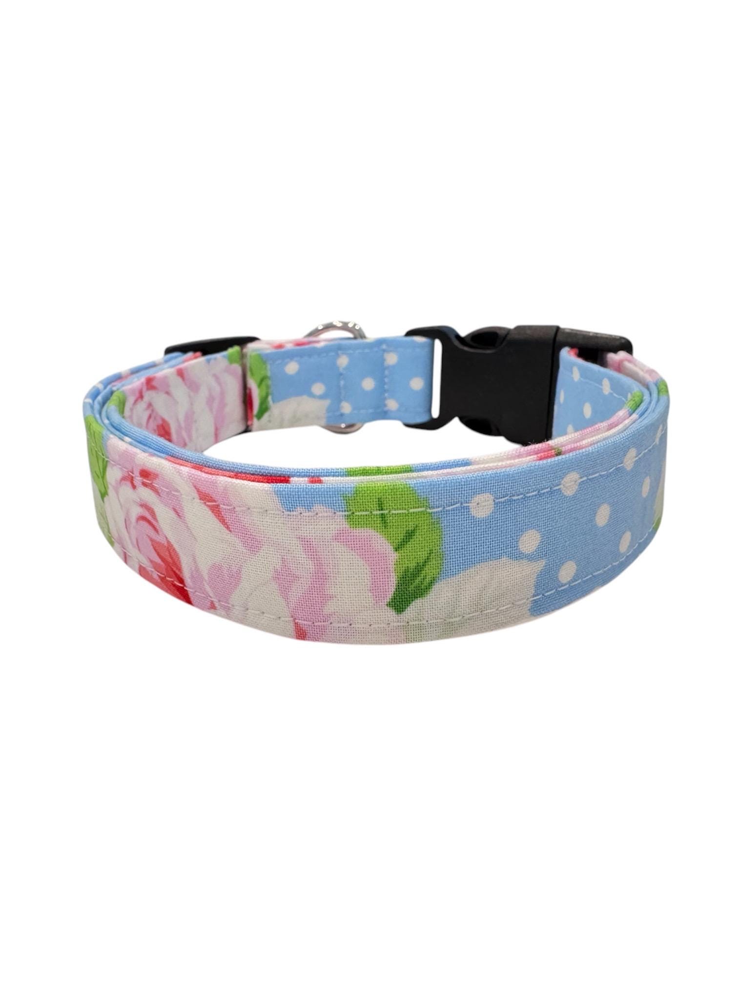 スマイル 花首輪 犬猫用首輪 - 水玉模様の花柄 ライトブルー - Etsy 日本