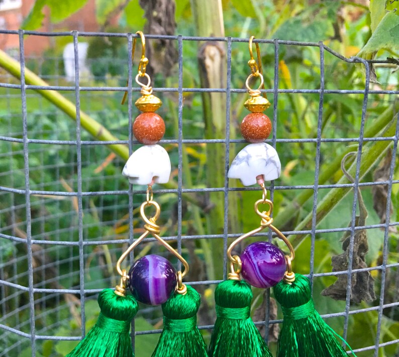 Forest Green Tassel Earrings The Great Protector