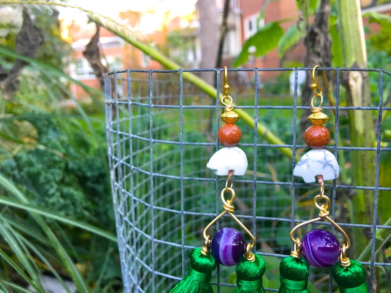 Forest Green Tassel Earrings The Great Protector