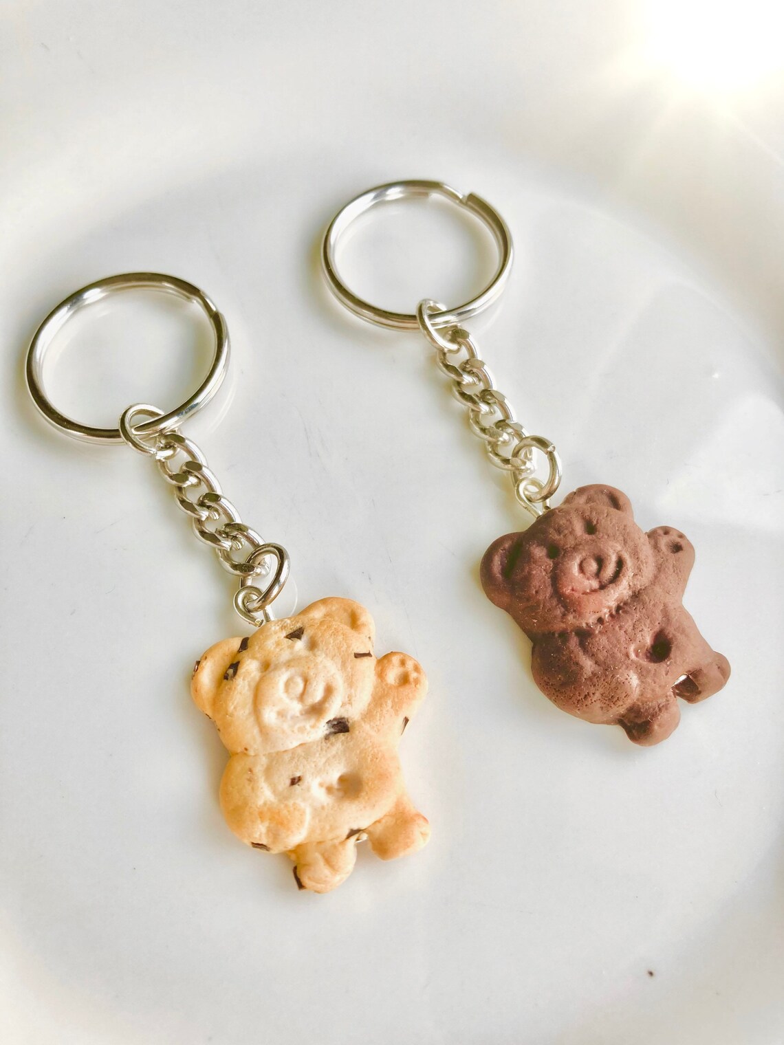 Teddy Biscuit Keychain Handmade from polymer clay Etsy
