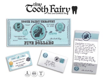 Tooth Fairy Letter & Certificate Set - Instant Download PDF File - Fully Editable Text File- Tiny Miniature Letter - Print and Cut SVG File