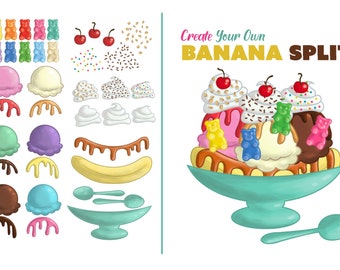 Build Your Own Ice Cream Treat - Banana Split - Kid's Educational Cooking Activity - Instant Download - Family Games - Fun