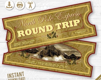 North Pole Express Tickets - FULLY Editable - Instant Download PDF File - School Party- 2 Pages - Christmas Printable - All Aboard
