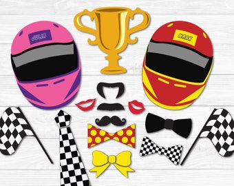 Race Car Photo Booth Props- DIY Instant Download- Adobe Reader-  Hot Wheels - Fast - Boy or Girl Birthday - Activities for Kids - Champion