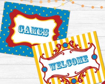 Carnival Party Signs Printable Editable Text PDF Instant Download ...