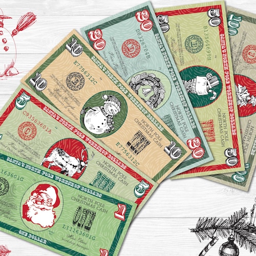 christmas cash play money instant download pdf file etsy