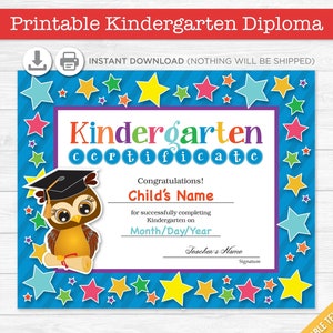 Kindergarten Abschluss Diplom Zertifikat - Sofortiger Download PDF Datei - Schulparty - Editierbare Textdatei - Schüler - Lehrer