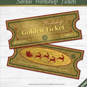 Santa's Workshop Tickets - Sofortiger Download PDF-Datei - Schulparty - Vollständig bearbeitbare Textdatei - 2 Seiten - Weihnachten Printable - Nordpol