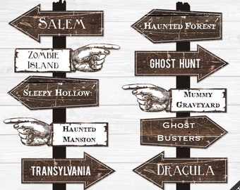 Halloween Party Pointer Signs - Editable Text PDF- Instant Download- Personalize at home - Adobe Reader- Spooky