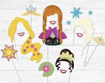Princess Photo Booth Props - Lips & Hair- DIY Instant Download- Print at Home - Princess Queen - Includes SVG Cut File
